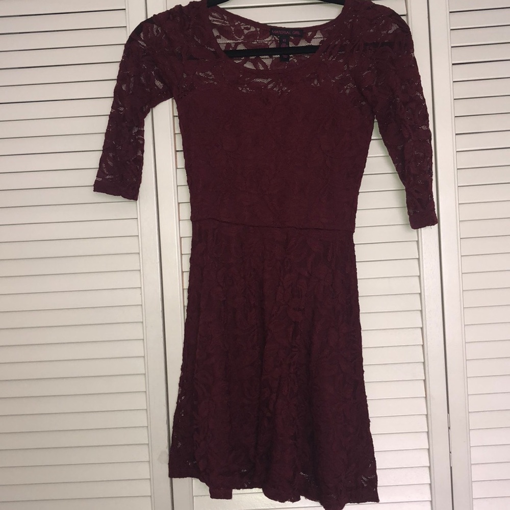 Lace dark red dress